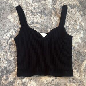 H&M Black Ribbed Knit Women's Top Size XS